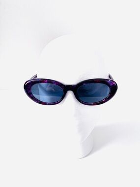 NWOT Dark Purple Tortoise Shell Oval Sunglasses Retro Cat Eye Cool Thick Frame